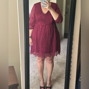 Elegant Burgundy Lace Dress